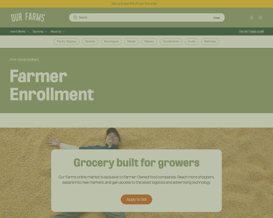 Farmer enrollment page