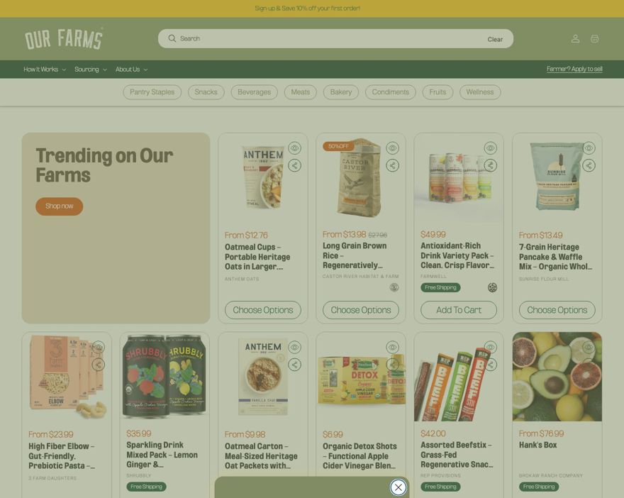 Our Farms marketplace homepage